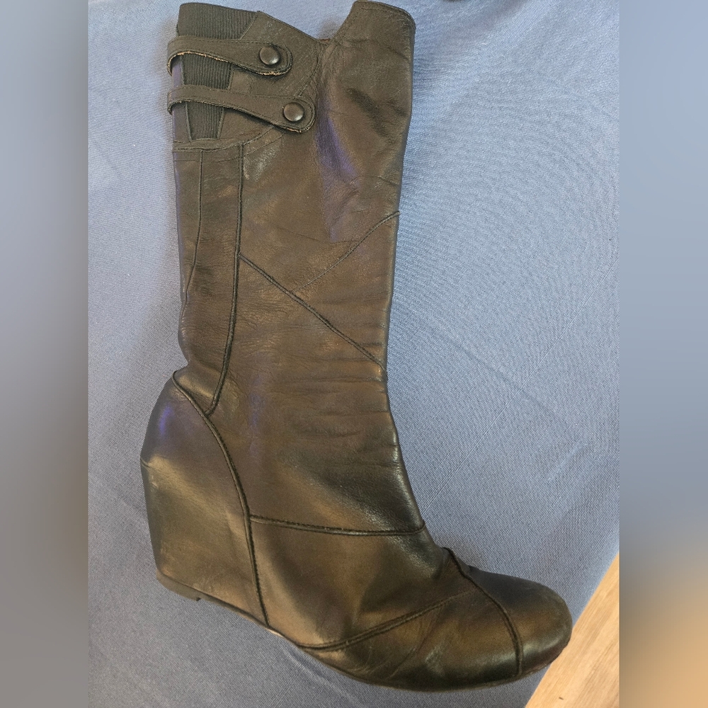 Black Leather Knee-High Boots